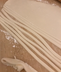 pastry being rolled out