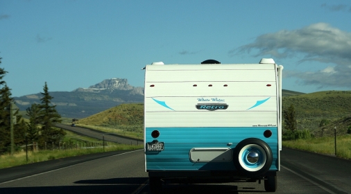 Campervan on country road